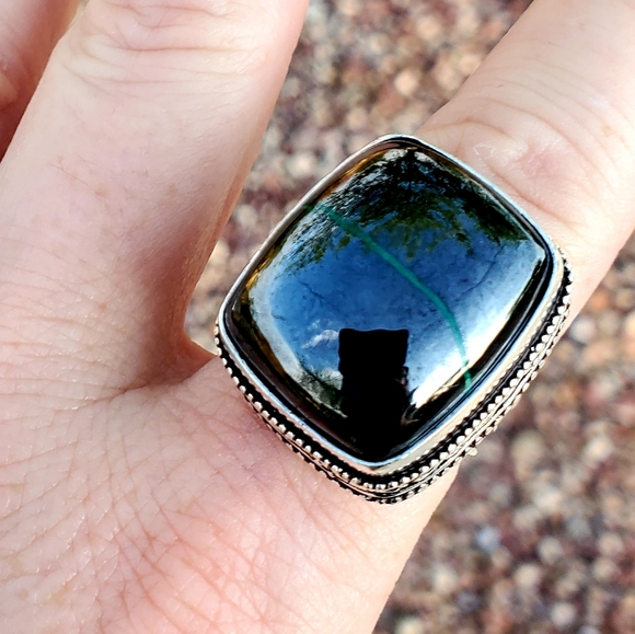 New Unique Chrysocolla 925 Silver Ring. - Picture 8 of 16